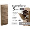 G Scarpiera moderna 5 Ante Ripiani Doppia Profondità Legno TCC NOCE 63*24*180CM