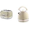 Ariete 156 Tostapane Vintage 4 Fette, 1600 watt, 6 livelli di tostatura & 2877 Bollitore Elettrico di Design, 2000W, 1,7 L, Acciaio Inossidabile, Livello acqua visibile, Beige Pastello