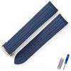 Cinturino orologio silicone compatibile Omega Seamaster 300 nero blu 20mm