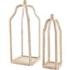 Mud Pie Lanterna alta con perline in legno, marrone, piccola 54,6 x 19,1 cm, grande 64,8 x 24,1 cm, 54,8 x 24,1 cm, 54,6 x 24,1 cm