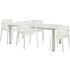 COSE DA CASA Tavolo rettangolare Ercole 170x100 e 4 Sedie Sunset bianco Lino S-c-a-b- Set da
