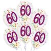 Amscan 9909842 - Palloncini in lattice a forma di coriandoli, numero 60, 6 pezzi, circa 27,5 cm, con imbottitura, palloncini con numeri, compleanno, decorazione, regalo, per la festa della mamma
