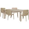 COSE DA CASA Set Tavolo rettangolare Ercole S-c-a-b 170x100 cm + 4 Sedie Ginevre Lounge Torto