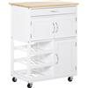 HOMCOM Carrellino per Cucina in Legno Carrello Portavivande Salvaspazio
