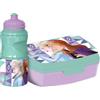 Tataway Disney Set borraccia da 380 ml e Sandwich Box azzurra per bambini in plastica Frozen con banda antiscivolo e chiusura di sicurezza