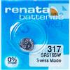 Renata 317 Pila Batteria Orologio Mercury Free Silver Oxide SR516W Swiss 1.55V
