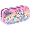 Go Pop - Astuccio Bustina 2 Zip Modello Meowcorn, Con Tirazip Personalizzato E Due Capienti Tasche Per Pastelli E Pennarelli, Dimensioni 22X6X14