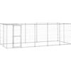 vidaXL Gabbia per Cani da Esterno in Acciaio Zincato con Tetto 12,1 m²