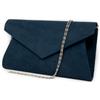 Emila Pochette scamosciata blu elegante da donna borsetta cerimonia sera borsa clutch