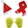 Chaks - Set di accessori Il Grinch™ con guanti, cappello e sciarpa natalizi, accessori per costumi da Grinch