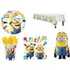 decorata party KIT COORDINATO MINIONS COMPLEANNO PIATTI BICCHIERI TOVAGLIOLI TOVAGLIA