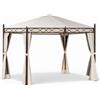 Amicasa Gazebo da Giardino 3x4 mt Ferro/Tessuto Tende e Zanzariere Beige Oregon Amicasa