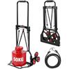 YEAUPE PRO Carrello Saliscale Pieghevole con Manico Telescopico, Ruote in Gomma, 2 Cinghie | Portata 50 kg per Traslochi, Giardino, Trasporto, Nero - Sulle Scale