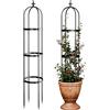 Idzo Traliccio a obelisco in metallo 100% per piante rampicanti all'aperto 1,8 m - 182,9 cm, resistente, nero traliccio da giardino per rampicanti con martello rivestito in pietra, 1 pezzo di