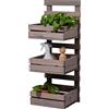 dobar® Green label 58388FSCe - Scala per fiori a 3 livelli, per il montaggio a parete, flessibile, in legno robusto, per giardino, terrazza, balcone, 29,5 x 26,5 x 74,5 cm, colore: Grigio
