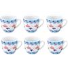 BORELLA CASALINGHI srl Set 6 Tazze Tazzine da Caffè in Ceramica senza Piattini Grace