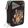 Go Pop - Astuccio Triplo Scuola Tiger Beats Con 3 Zip E 3 Scomparti, Contiene 18 Matite Colorate, 18 Pennarelli e altri Pratici Oggetti per la Scuola,13 l x 19,5 h x 6,5 p