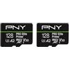 PNY Pack di 2 Schede microSDXC 128GB PRO Elite Prime Class 10 U3 V30 A2 + Adattatore SD - fino a 200MB/s, Class 10, U3, V30, A2, 4K UHD, Full HD, UHS-I