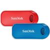 ‎Sandisk SanDisk Cruzer Snap 32 GB USB Flash Drive - Twin Pack 32GB Twin Pack Red/Blue