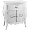 GC MOBILE COMODINO CUORE SALOTTO BAGNO SHABBY CHIC CASSETTO 2 ANTE COMò 76*65*34