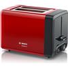 Bosch TAT4P424DE - Tostapane compatto DesignLine in acciaio INOX, con funzione di scongelamento, perfetto per 2 fette di tostapane e funzione lifting, largo, 970 W, colore: rosso