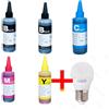 Ricarica Cartucce 5 x 100ml inchiostro per Canon Epson HP + LAMPADINA LED