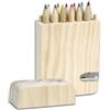 Vetrineinrete Astuccio in legno con 12 pastelli scatola portapastelli con temperamatite colori