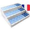 KMINA Porta Pillole Settimanale a 7 Scomparti, 3 Dosi al Giorno, Francese | Organizzatore Medicine, Mattina, Mezzogiorno e Sera, Apertura a Pulsante, Plastica senza BPA, Brevettato, Prodotto in Europa
