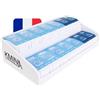 KMINA Porta Pillole Settimanale a 7 Scomparti, 2 Dosi al Giorno, Francese | Organizzatore Pastiglie e Medicine, Mattina e Sera, Apertura a Pulsante, Plastica Traslucida senza BPA, Anziani, Brevettato