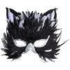 W WIDMANN MILANO Party Fashion - Maschera da gatto con piume | Maschera da gatto nera con piume e paillettes argentate - Accessorio per costumi di Carnevale e balli in maschera