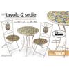G TAVOLO TONDO + 2 SEDIE METALLO PIEGHEVOLE GIARDINO TERRAZZO VERANDA MOSAIC 72*60