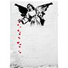HOMEMANIA Quadro Ispirazioni D'Autore Bansky Angelo - Decorazione per Pareti, Muro - per Soggiorno, Camera - Stampa, Digitale, Disegno, Graffiti - Multicolore in Legno, Cotone, 50 x 70 x 3