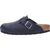 Birkenstock Boston Sabot Sandali Casual Mare Donna Uomo BS Birko Flor Pelle Nero