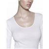 RAGNO Maglietta donna MANICA LUNGA lana e seta 074029 bordino in raso BIANCO o N