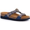 DR.SCHOLL SCHOLL ciabatte sandali NEW BOGOTA' WEDGE plantare BioPrint NAVY BLUE perline pi