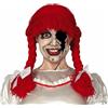 The Rubber Plantation ™ Da Donna Rosso Bambola di Pezza Parrucca Halloween Lana Annabelle Trecce Fiocchi
