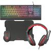 Trust Gaming Pacchetto Gaming 4 in 1 Kit Gioco Tastiera illuminato RGB Cuffie Mouse Tappetino