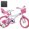 Dino Bikes Bici Bambina 16'' Minnie Dino Bikes con Stabilizzatori- Cestino- Porta Bambole