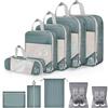 Vonsera Set 10 Organizer Valigia a Compressione Grigio, Cubi Organizzatori con Rete, Sacche Organizza Valigia XL L M S, Cubo per Bagagli di Varie Dimensioni con Borse per Scarpe e Accessori