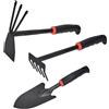 Gotrays Kit di attrezzi da giardino in 3 pezzi, zappa a mano, rastrello a mano, vanga pi