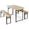 MasterBrico Set Tavolo Birreria con 2 Panche in Legno Pieghevole Esterno Giardino 80x200 cm