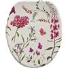 Vetrineinrete Copriwater in legno MDF tavoletta da bagno wc con stampa fiori rosa 43x38 cm