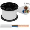 Aigostar Cavo elettrico H05VV-F 3 x 2,5 mm2 matassa 50mt guaina bianca Aigostar