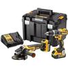 DEWALT TRAPANO A PERCUSSIONE + SMERIGLIATRICE DeWALT COMBO KIT DCK2080P2T-QW + Kit 5 Ah