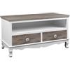 G MOBILE PORTA TV TAVOLO SALOTTO SHABBY CHIC CLASSICO BIANCO MARRONE 100*42*H55 CM