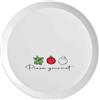BORMIOLI LUIGI SPA Set 6 Piatti da Tavola Pizza Ronda in Vetro Opale Decoro Ingredienti 33 cm