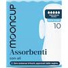 Mooncup Assorbenti Maxi/Notte+ con ali, cotone biologico ultra morbido, 10 assorbenti