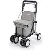 Carlett Deambulatore e Carrello con Sedile Integrato, Prodotto Medico Certificato UE, Manico Regolabile, Freno di Parcheggio e Ruote Regolabili a 3 Posizioni, Robusto, Comfort Assist, Grigio Chiaro