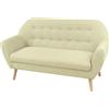 GS DIVANO 3 POSTI GAMBE LEGNO TESSUTO TEDD CREMA CLASSICO MODERNO 142*62*84 cm