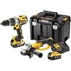 DeWalt Dck278P2T-Qw Kit Di 2 Pezzi 18 V 5 Ah - Trapano A Percussione E Meuleuse D' Angolo - 2 Batterie, 1 Caricabatterie E 1 Bauletto Incluso